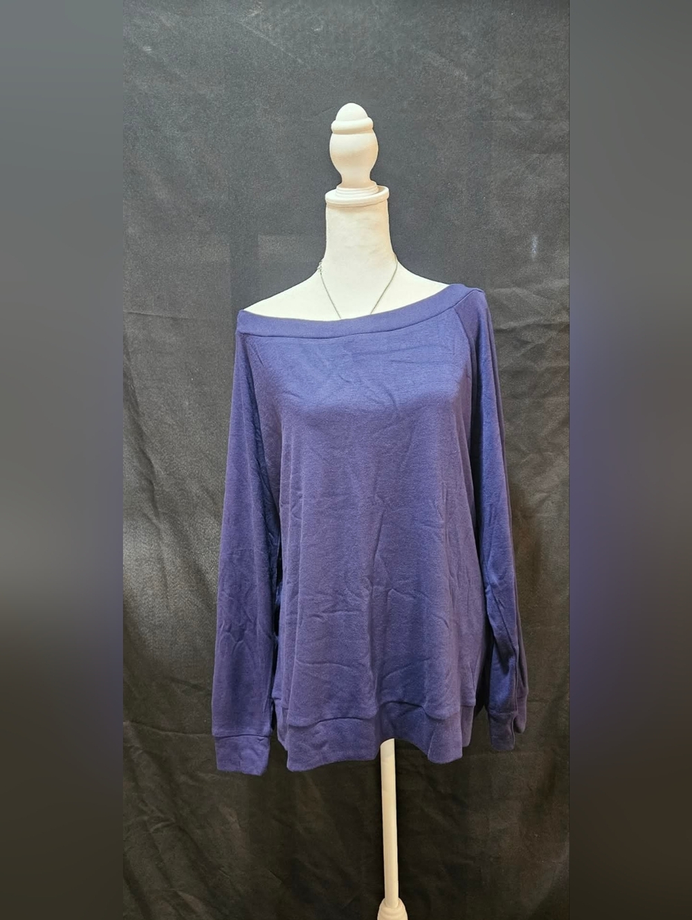 Women’s Off-Shoulder Long Sleeve Top - Navy Blue